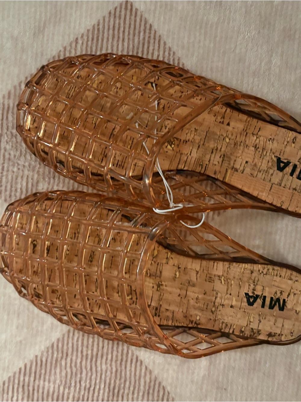 MIA Amber-Tone Woven Clear Slide Mules